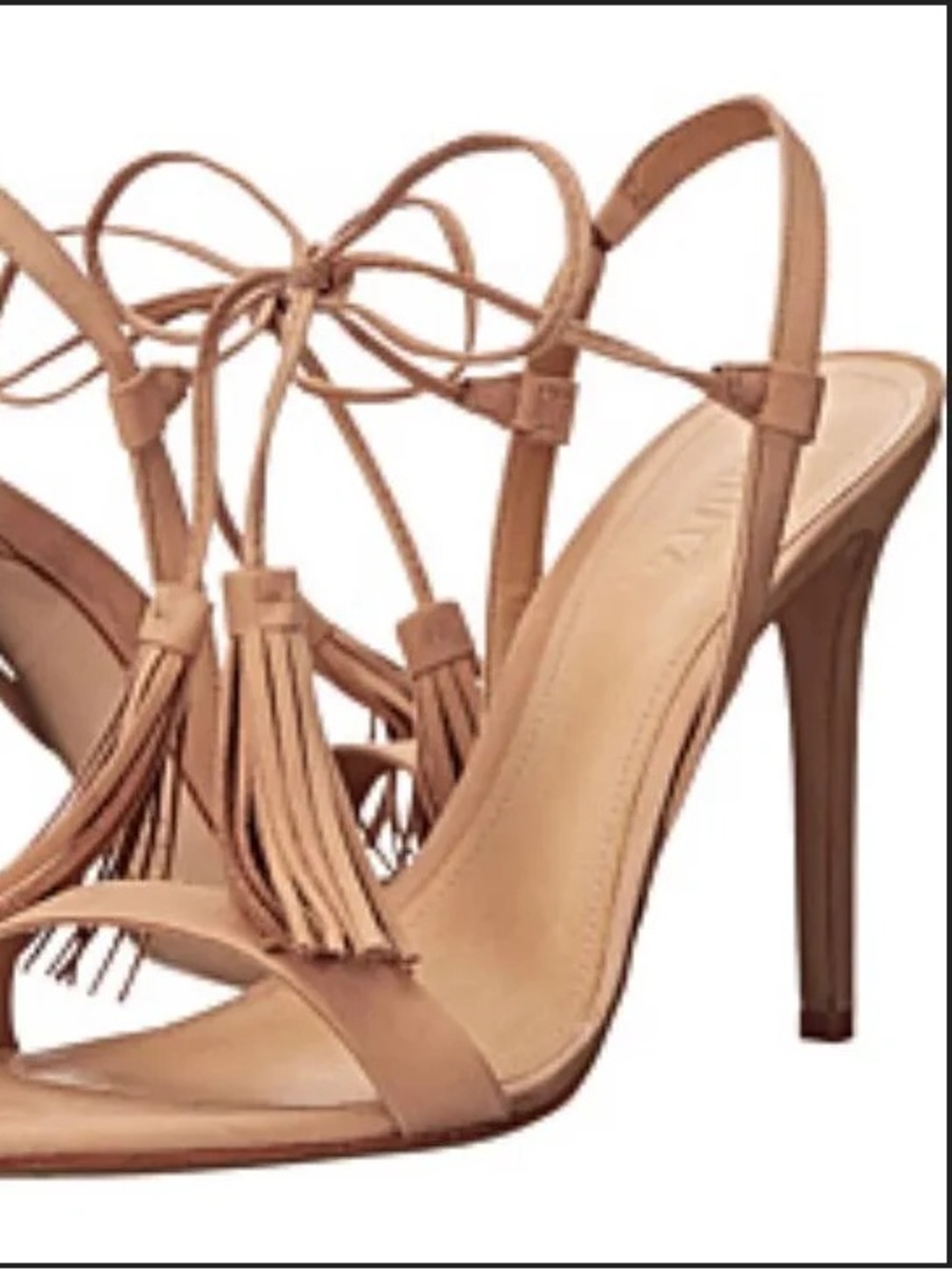 SCHUTZ Maggie Tan Strappy Tassel High Heel Sandals